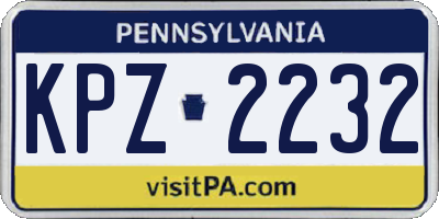 PA license plate KPZ2232