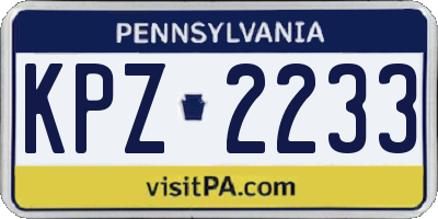 PA license plate KPZ2233