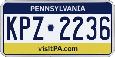 PA license plate KPZ2236