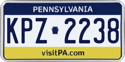 PA license plate KPZ2238