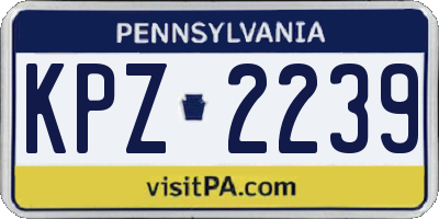 PA license plate KPZ2239