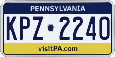 PA license plate KPZ2240