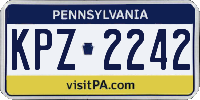 PA license plate KPZ2242