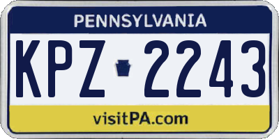 PA license plate KPZ2243
