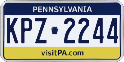 PA license plate KPZ2244
