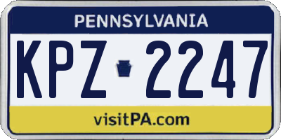 PA license plate KPZ2247