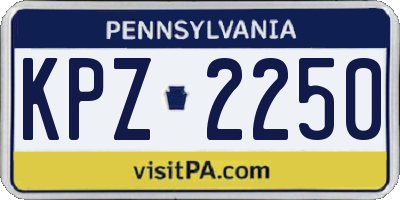 PA license plate KPZ2250