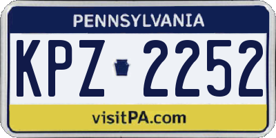 PA license plate KPZ2252
