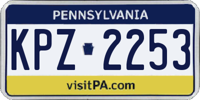 PA license plate KPZ2253