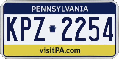 PA license plate KPZ2254