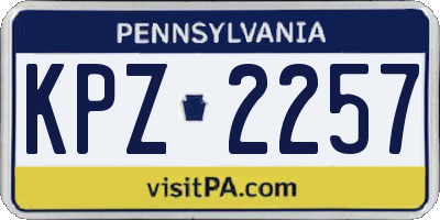 PA license plate KPZ2257