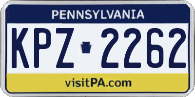 PA license plate KPZ2262
