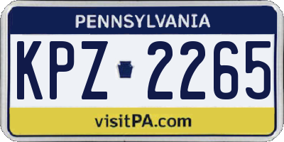 PA license plate KPZ2265