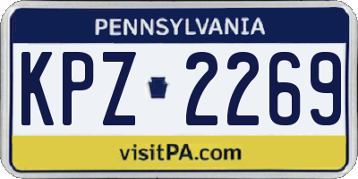 PA license plate KPZ2269