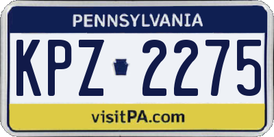 PA license plate KPZ2275