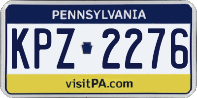PA license plate KPZ2276