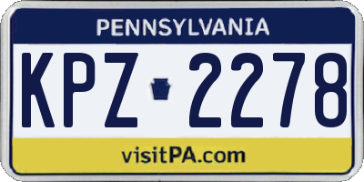 PA license plate KPZ2278