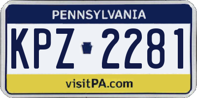 PA license plate KPZ2281