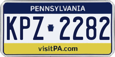 PA license plate KPZ2282