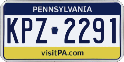 PA license plate KPZ2291