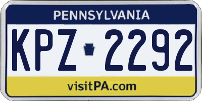 PA license plate KPZ2292