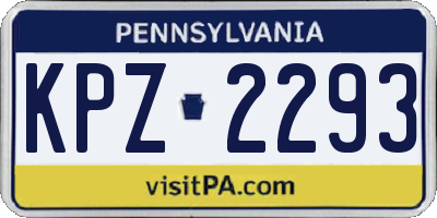 PA license plate KPZ2293