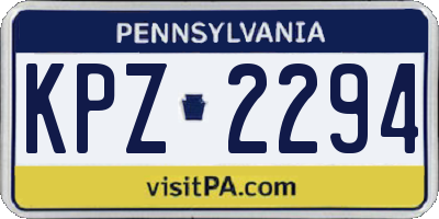 PA license plate KPZ2294