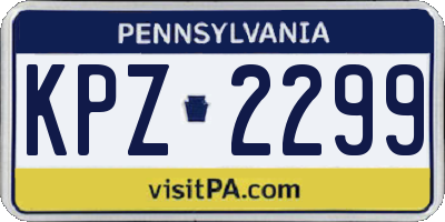 PA license plate KPZ2299