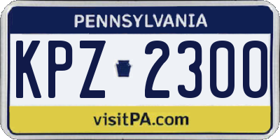 PA license plate KPZ2300