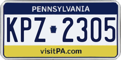 PA license plate KPZ2305