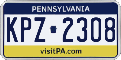 PA license plate KPZ2308