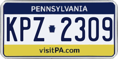 PA license plate KPZ2309