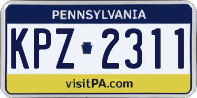 PA license plate KPZ2311