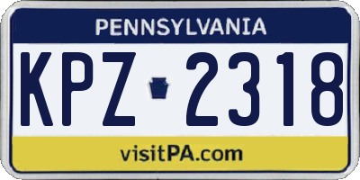 PA license plate KPZ2318