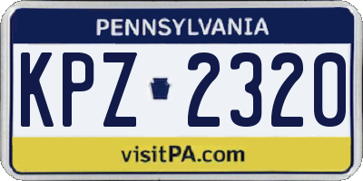 PA license plate KPZ2320