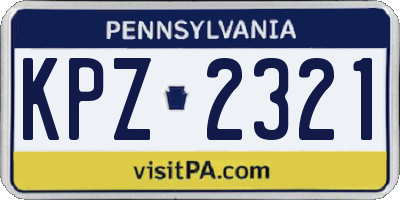 PA license plate KPZ2321