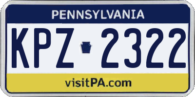 PA license plate KPZ2322