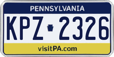 PA license plate KPZ2326