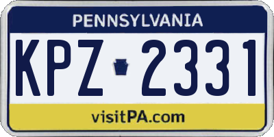 PA license plate KPZ2331