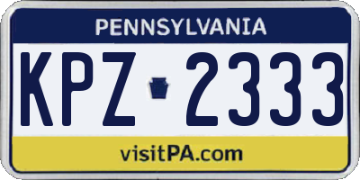 PA license plate KPZ2333