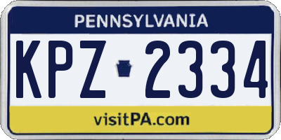 PA license plate KPZ2334