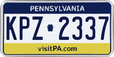 PA license plate KPZ2337