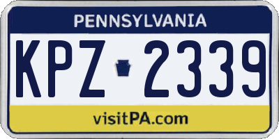 PA license plate KPZ2339