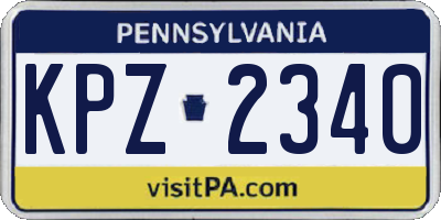 PA license plate KPZ2340