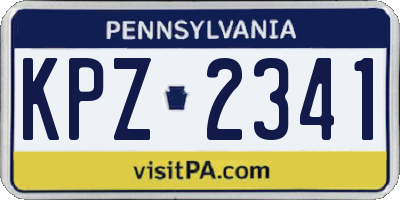 PA license plate KPZ2341