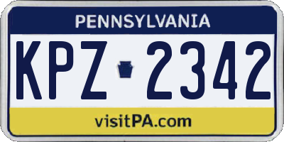 PA license plate KPZ2342