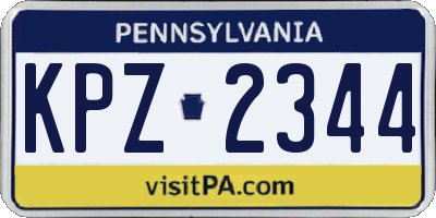 PA license plate KPZ2344