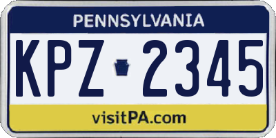 PA license plate KPZ2345