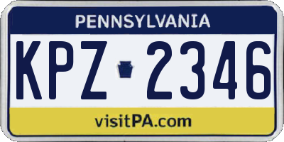 PA license plate KPZ2346