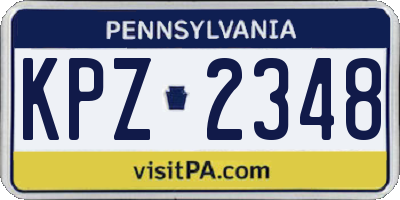 PA license plate KPZ2348